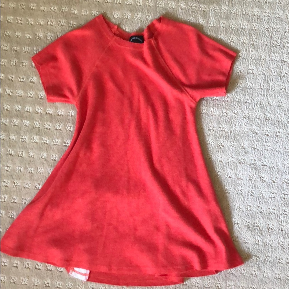 Adorable 4 red dress with white stripe